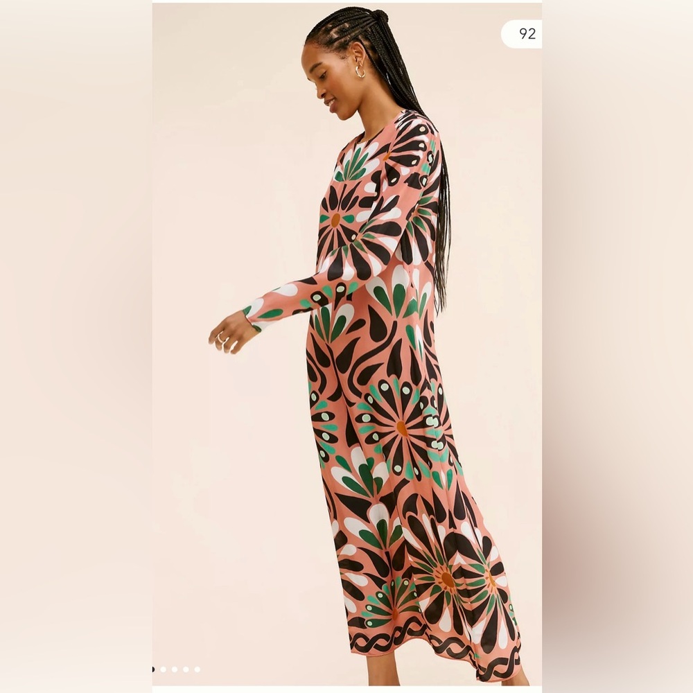 FARM Rio Pink Floral Motif Long Sleeve Maxi Dress - Picture 2 of 6